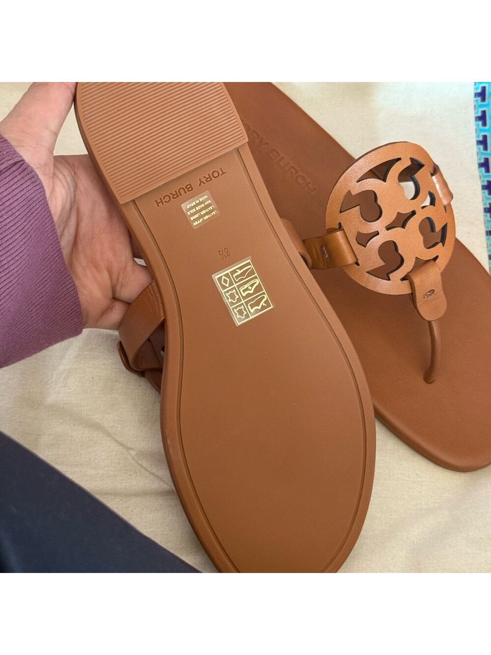 New tory burch miller calf leather sandals in Millie/ bourbon color - Picture 4 of 9